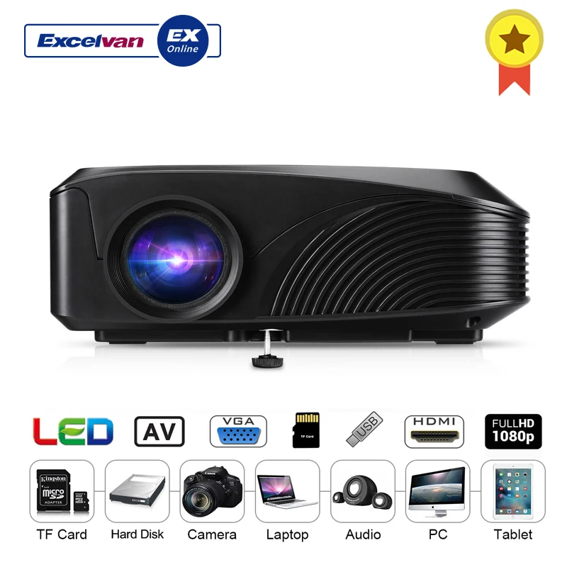 Excelvan LED-4018 المحمولة العارض 1200 لومينز 800*480 دعم 1080 P 130 بوصة الأحمر-الأزرق 3D مع HDMI USB VGA AV TF واجهات Excelvan LED-4018 المحمولة العارض 1200 لومينز 800*480 دعم 1080 P 130 بوصة الأحمر-الأزرق 3D مع HDMI USB VGA AV TF واجهات