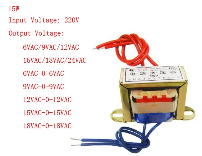 

1pc 15W EI Ferrite Core Input 220V 50Hz Vertical Mount Electric Power Transformer Leave A Message For The Output Voltage