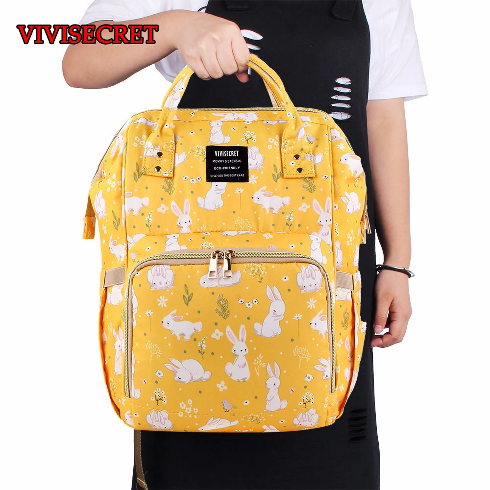 

VIVISECRET Printed Maternity Diaper Bag Backpack Baby Bags for Mom Multi-functional Nappy Nursing Waterproof Mummy Bag