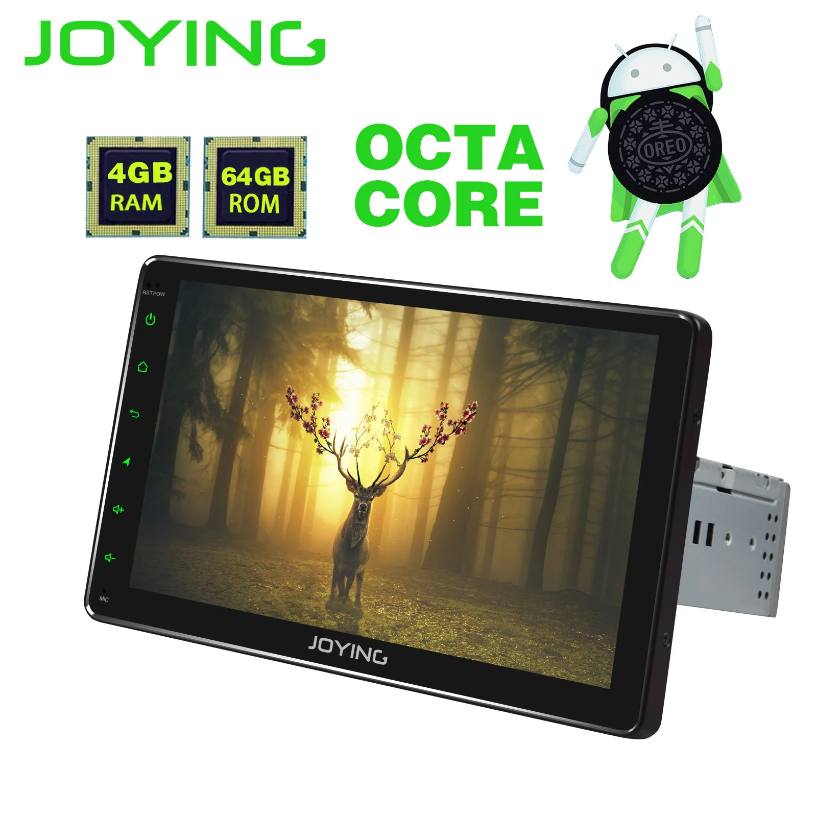 JOYING one din 9 &quotAndroid 8 1 HD 4 Гб и 64 Восьмиядерный GPS автомобильный радиоприёмник