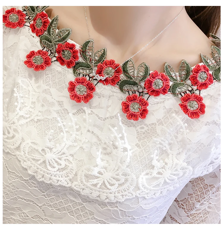 2018 модные кружевные женские топы blusas сексуальное кружево Женская блузка рубашка