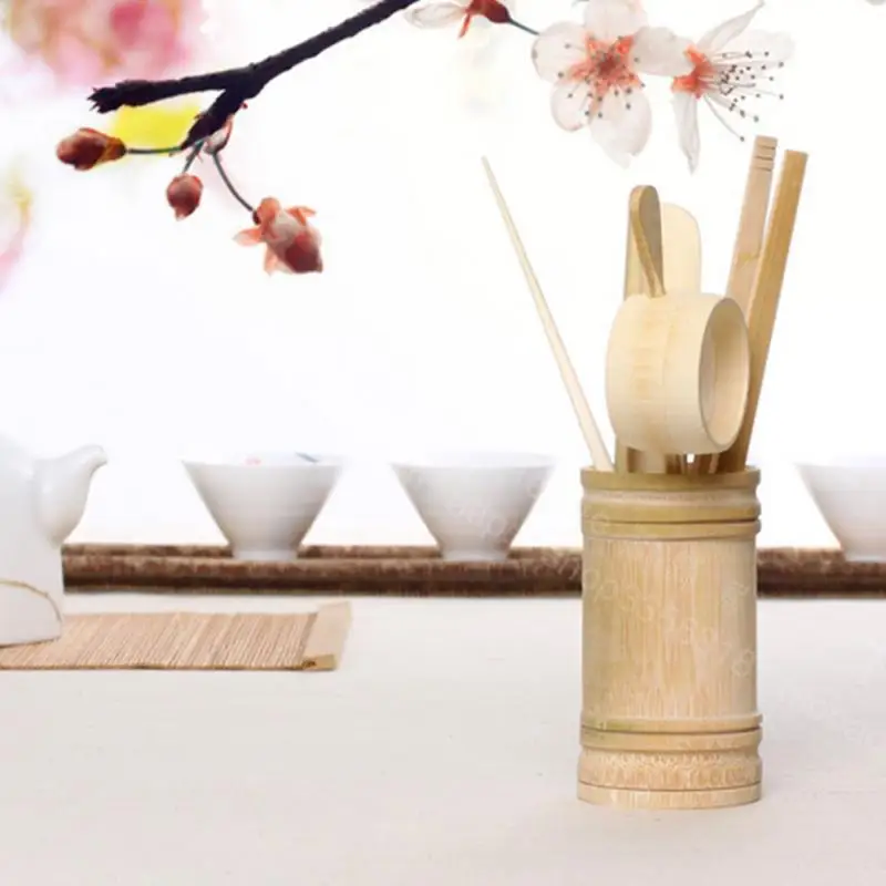 

HOUSEEN New Bamboo Tea Set Retro Round Korean Tea Accessories Ceramic Kung Fu Tea Sets Drop Shipping #705