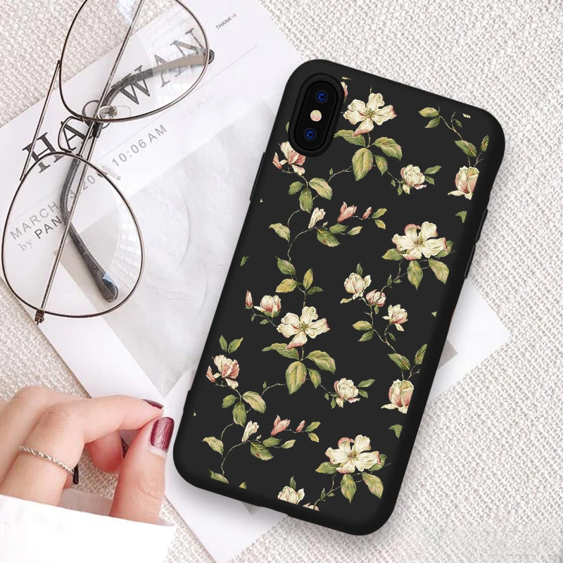 

Luxury Summer Floral Rose Soft Phone Case Coque For iPhone X XR MAX Cute Transparent Phone Cover For iPhone 8 7 Plus 5 6 Case