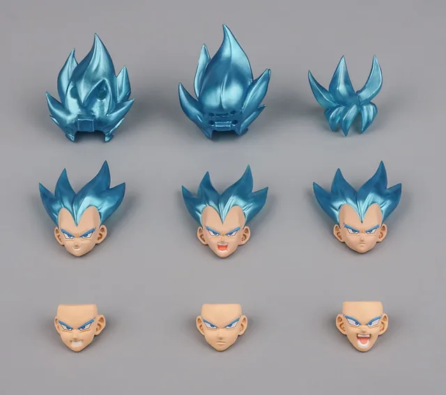 SHF Goku & Vegeta with Demoniacal Fit SSJ Blue Custom Headsculpt Head and  Hair Set Accessories