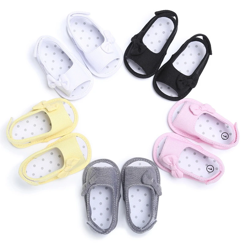 

Summer Kids Sandals Baby Girl Canvas Bow Soft Newborn Baby Shoes Casual Shoes Birthday Party Sandals Fashion sandalias niсa D40