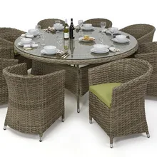 Комплект мебели ротанга 8 seater торговой гарантии на открытом воздухе круглый Обедая с стулами ванны