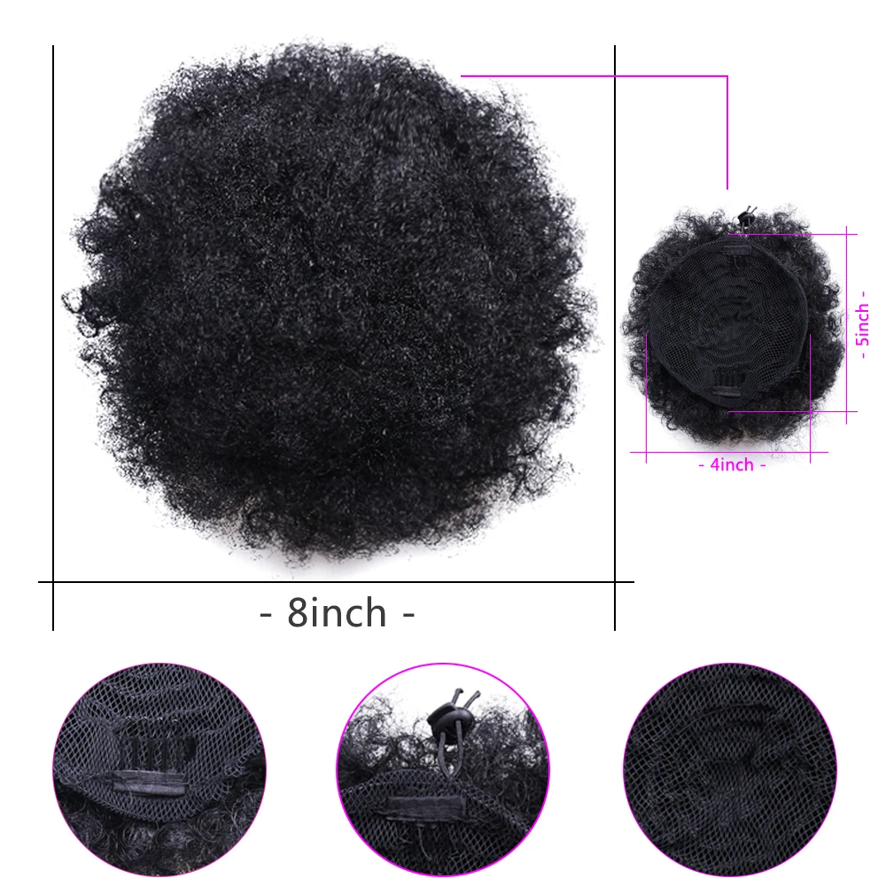 Women's 8 Inch Short Synthetic Hair Afro Bun-4