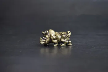 

China's archaize brass rhino Small statue