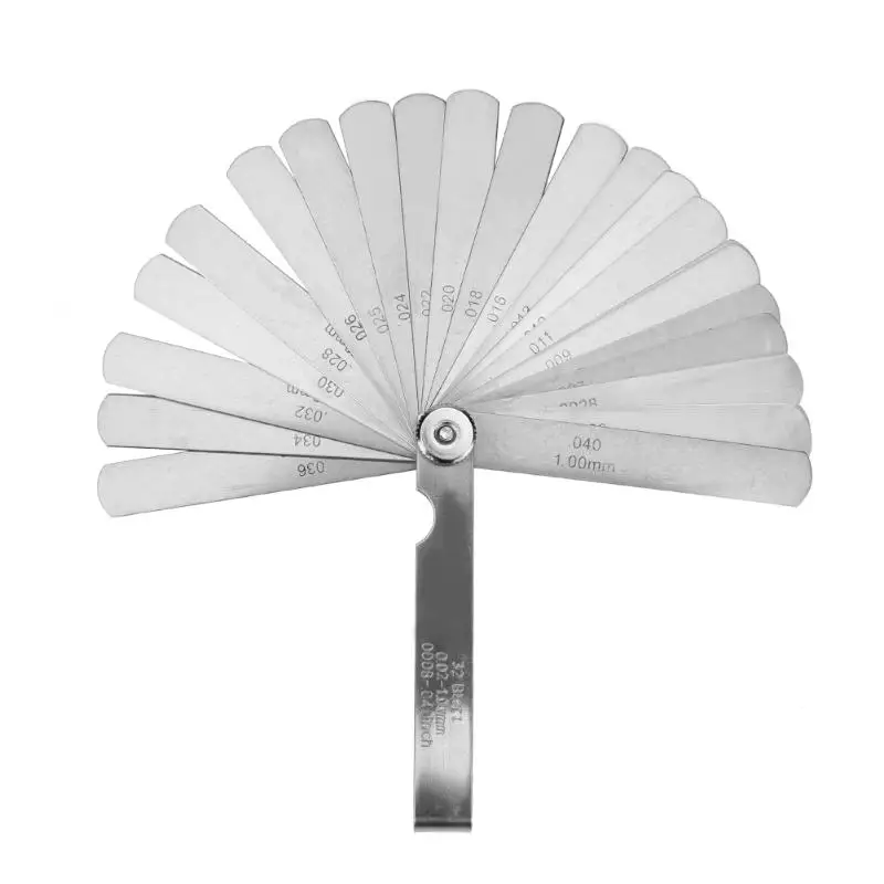 Stainless Steel 32 Blade Metric Feeler Gauge Dual Reading Combination Feeler Gauge Set 0.02 1 mm
