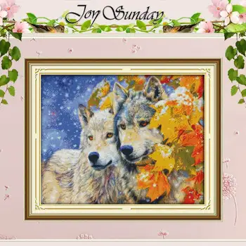 

The Wolf Couple Patterns Counted Cross Stitch 11CT 14CT Cross Stitch Set Chinese Animals Cross-stitch Kits Embroidery Needlework