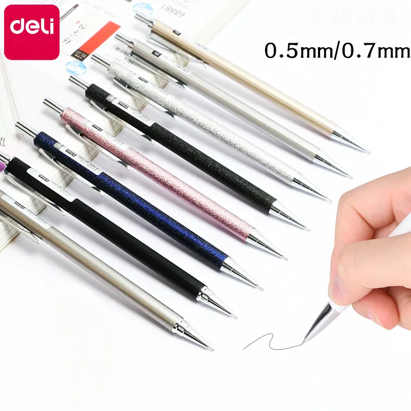 

Deli Mechanical Pencil Cute Metal 0.5mm 0.7mm Children Automatic Pencil Low Center of Gravity Pencils Students Writing Supplies