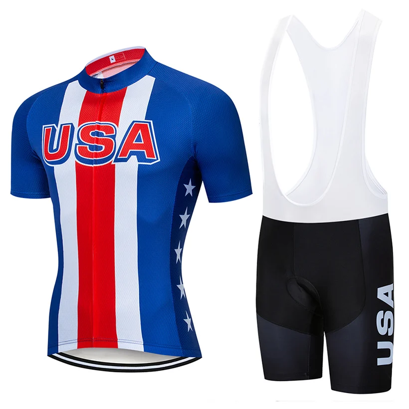 

2019 Team USA Cycling Jersey Set MTB Bike Wear Shorts Suit Ropa Ciclismo Mens Summer Quick Dry Bicycle Clothing Maillot Culotte