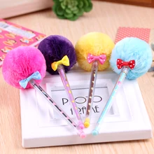 Корейские Оригинальные Канцтовары причудливая супер звезда прекрасный шарик для волос ручка игла плюшевая гелевая ручка
