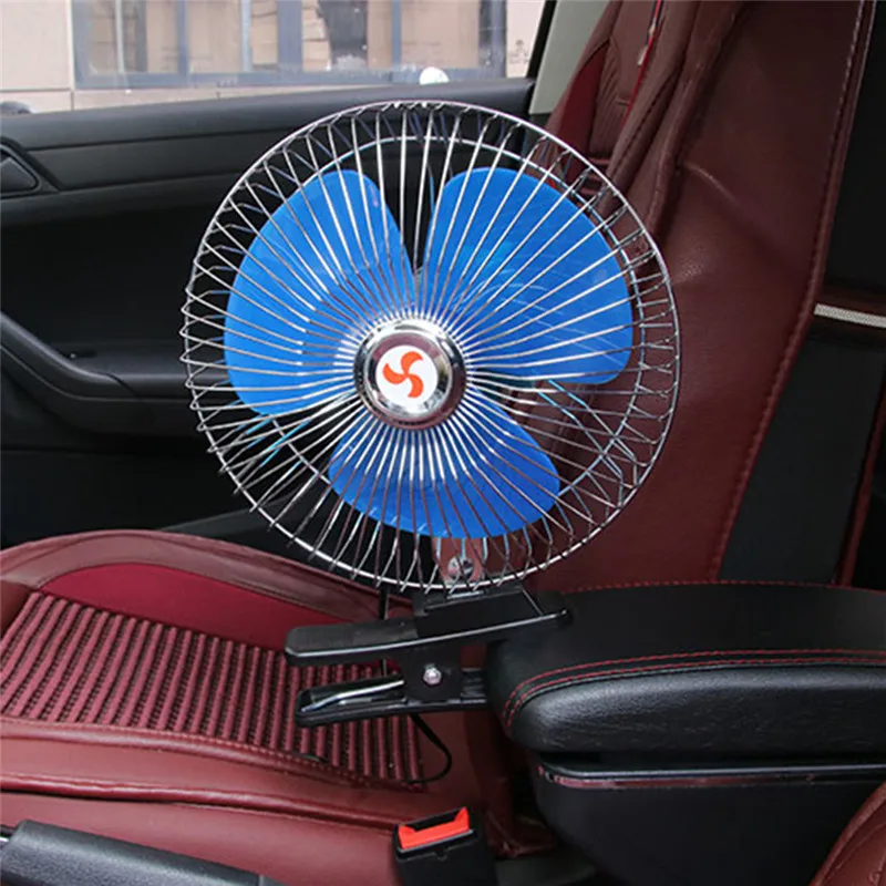Car 8 Inch With Clip Back Cover Semi Sealed Car Fan Car Portable 12/24V Universal Electric Fan