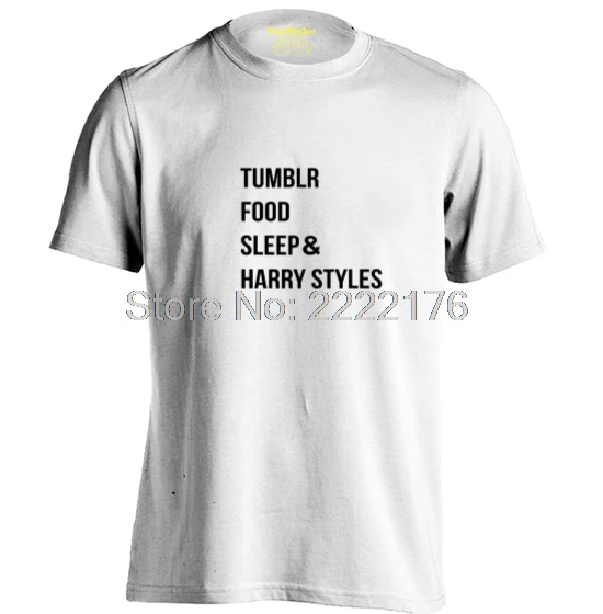 Tumblr Food Sleep Harry Styles Mens &amp Womens Cool T Shirts Fitness Tee | Мужская одежда