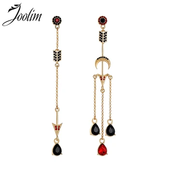 

Joolim Black Red Arrow Moon Long Earring Mismatching Earring Fashion Earring Wholesale