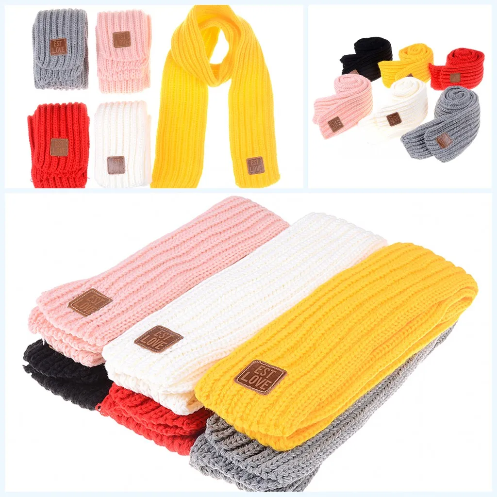 2019 Новый 1 шт. 118*9 см теплые вязаные шарфы зиму для мальчиков и девочек одноцветное Цвет шарф 6 цветов