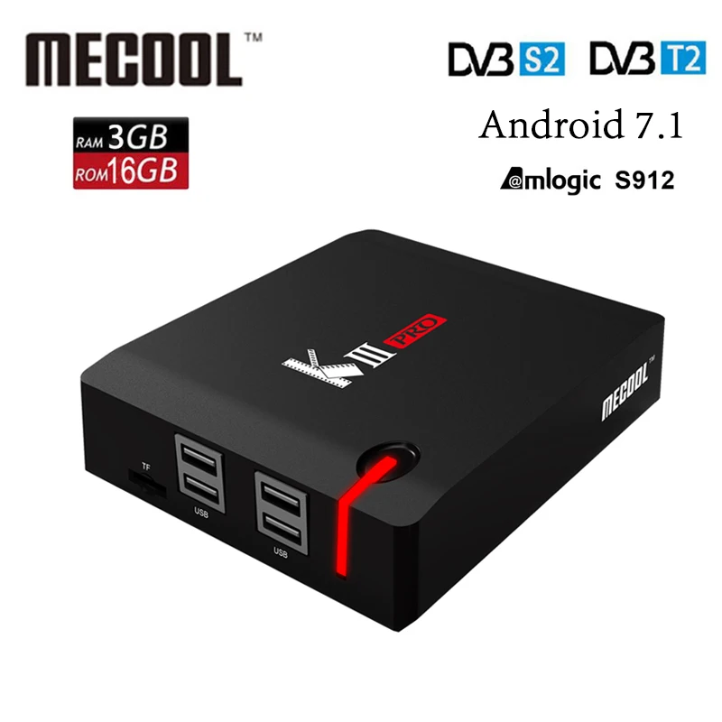 

MECOOL KIII PRO DVB-S2 DVB-T2 DVB-C Android 7.1 TV Box 3GB 16GB Amlogic S912 Octa Core 64bit 4K Support CCcam IPTV