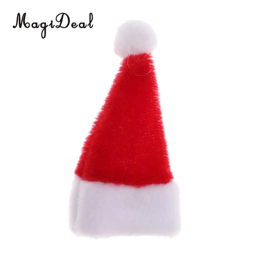 3Pcs 1/12 Scale Cloth Santa Claus Hat Dollhouse Miniature Christmas Xmas Decorative Dolls Accessories Festival Decor Red