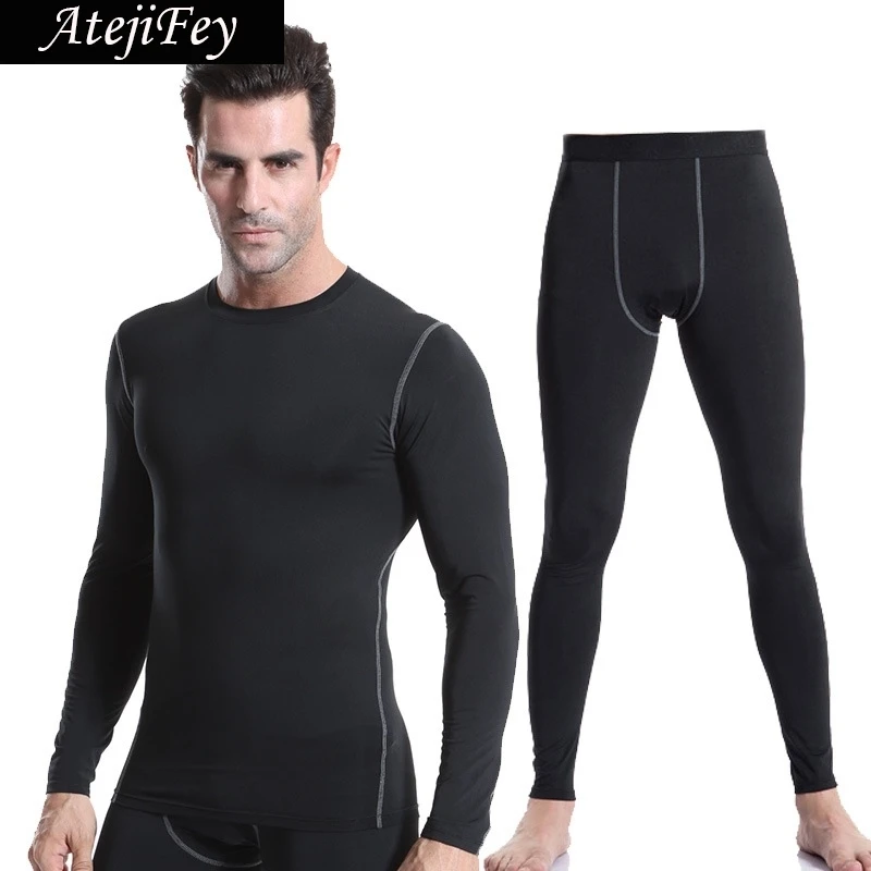 

AtejiFey 2018 Tights Tracksuit Workout Compression Fitness Men Jogging Running Clothes Sports set Gym Quick Dry yoga Sportswear