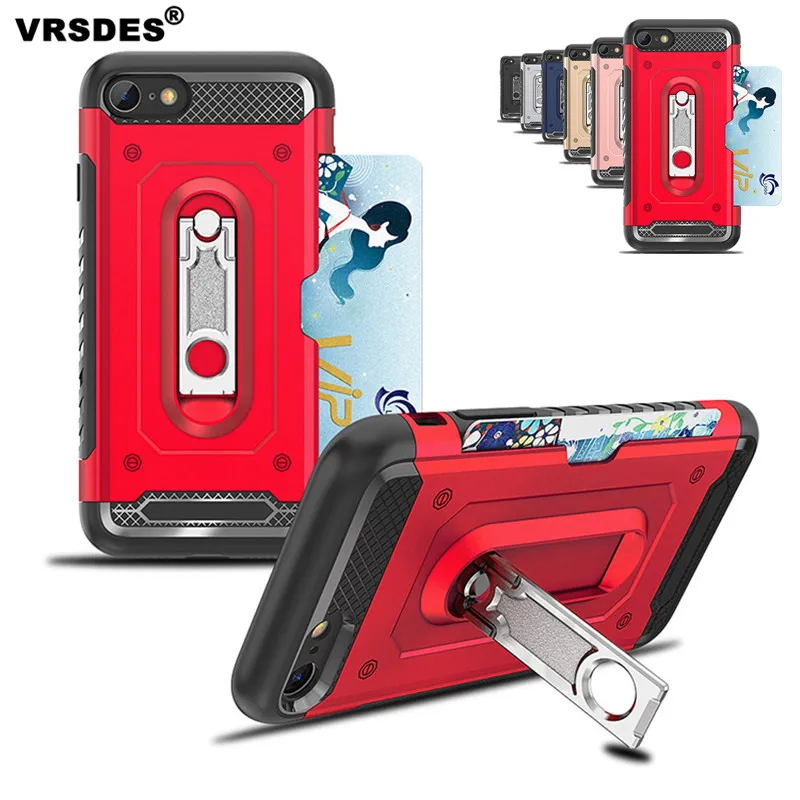 

For iPhone 8 7 6 6S Plus Case Hybrid TPU+PC Shockproof Armor Cover For iPhone 8 Plus 7 Plus 8+ 7+ Kickstand Card Slot Case Capa