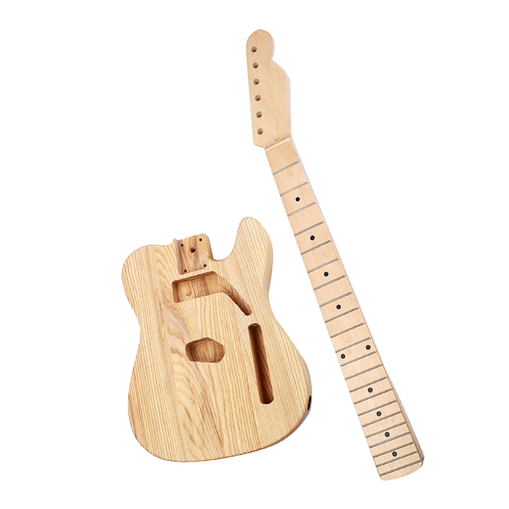 

Tooyful 1 Set Unfinished Ash Guitar Body+Maplewood Guitar Neck DIY Kits for TL Electric Guitar Accessory