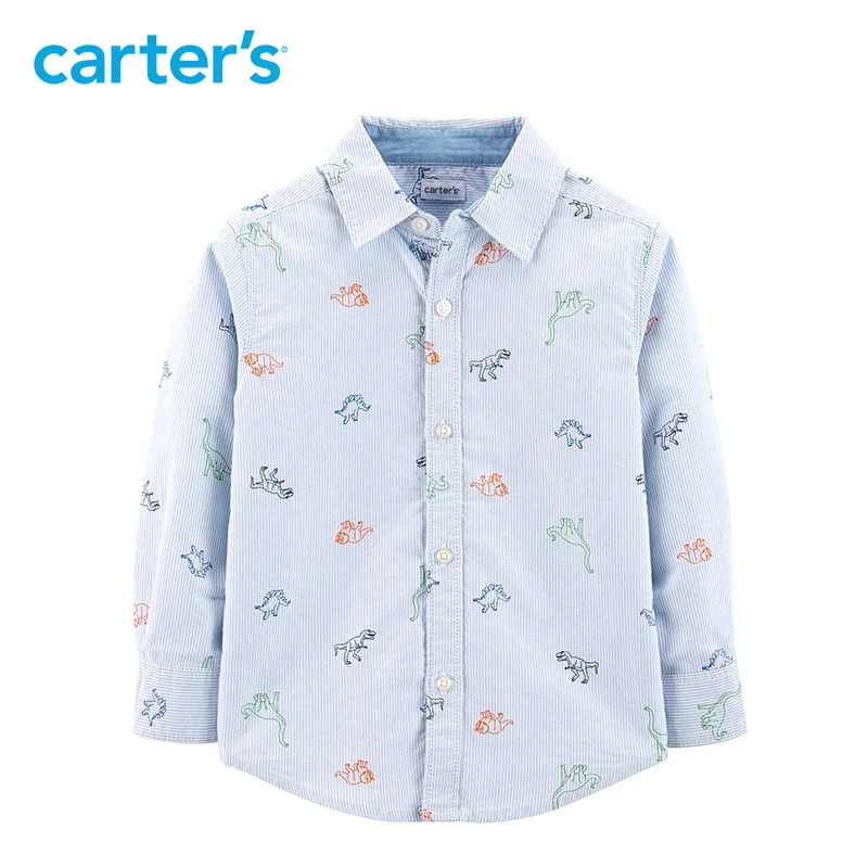 

Carters Dinosaur Oxford Button-Front Shirt 2019 Spring casual dinosaur print cotton boys shirts kid children clothing 243I247