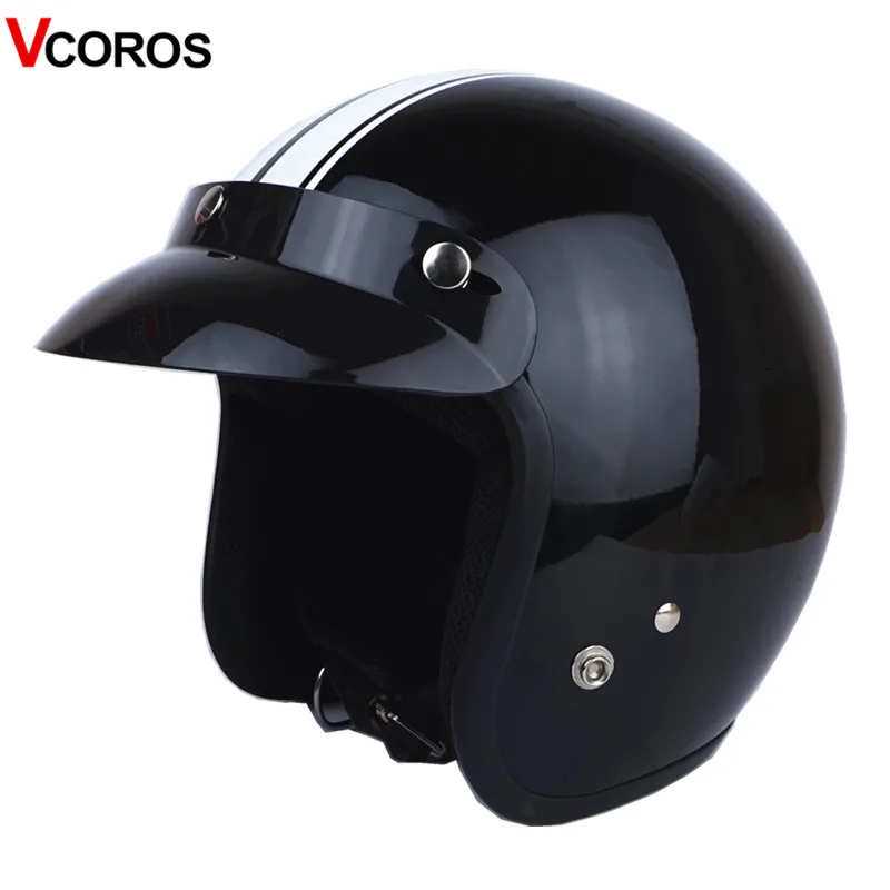 VCOROS 3/4 с открытым лицом винтажный мотоциклетный шлем со съемной маской для мужчин скутер Ретро мото шлемы для мотоцикл Vespa