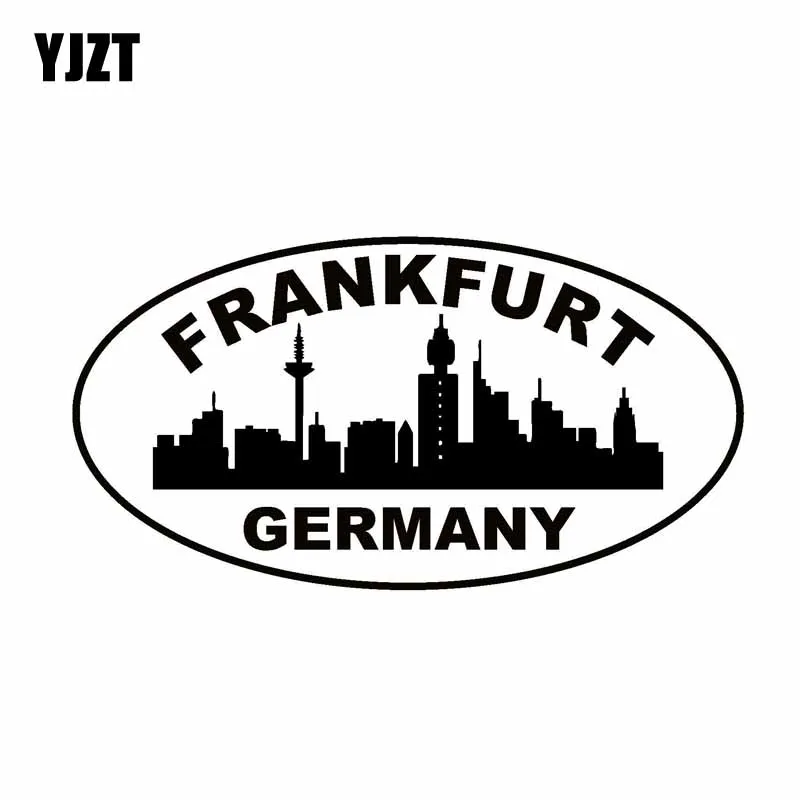 

YJZT 15.8CM*8.3CM FRANKFURT GERMANY Oval Bumper Car Sticker Vinyl Decals Black Silver C10-01520