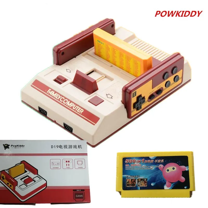 Powkiddy D19 ТВ игровая консоль Детская Классическая игровая консоль стандартная конфигурация 132 в 1 игровая карта с двойным геймпадом