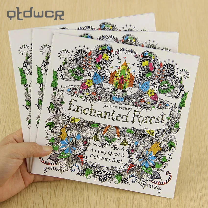 1PC School Office Book Enchanted Forest 24 Pages Hand Painted Graffiti Coloring Books Of The Relieve
