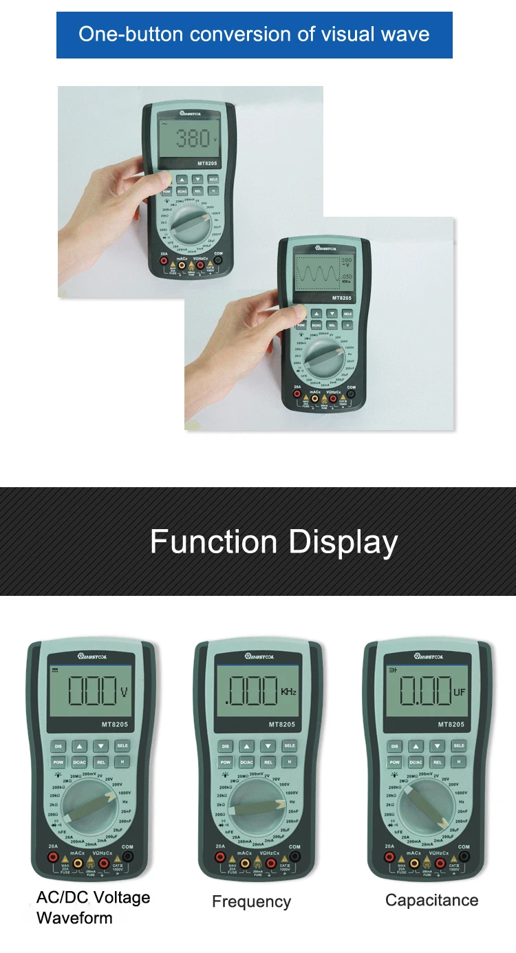 MUSTOOL MT8205 MT8206 MDS8207 MT108T MT110 2 в 1 цифровой Интеллектуальный Ручной осциллограф мультиметр AC/DC сопротивление