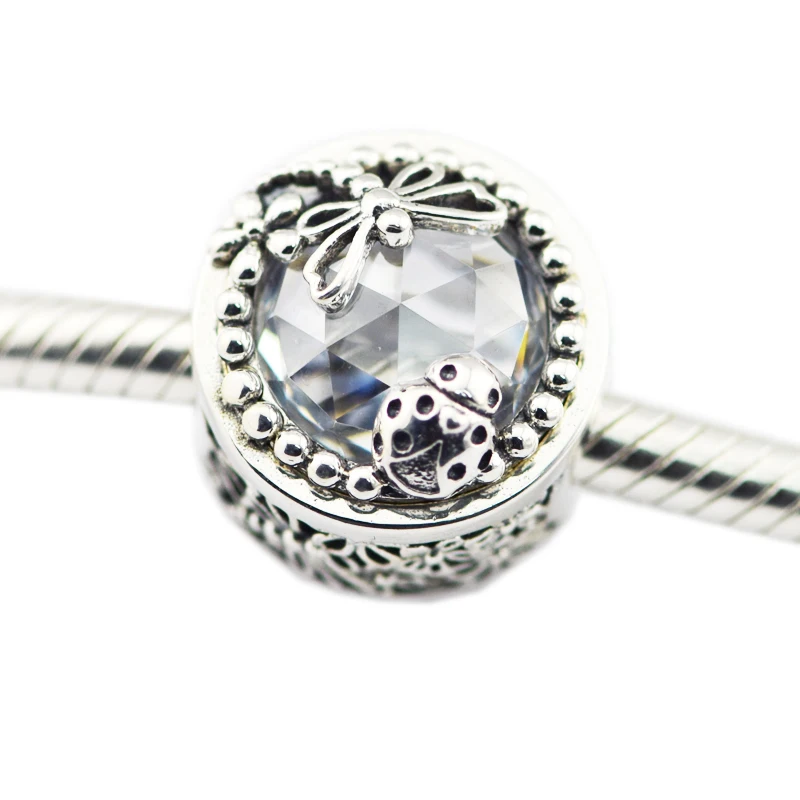

Pandulaso Dragonfly & Bug Spring Silver 925 Jewelry DIY Enchanted Nature Crystal Charms for Jewelry Making Fit Women Bracelets