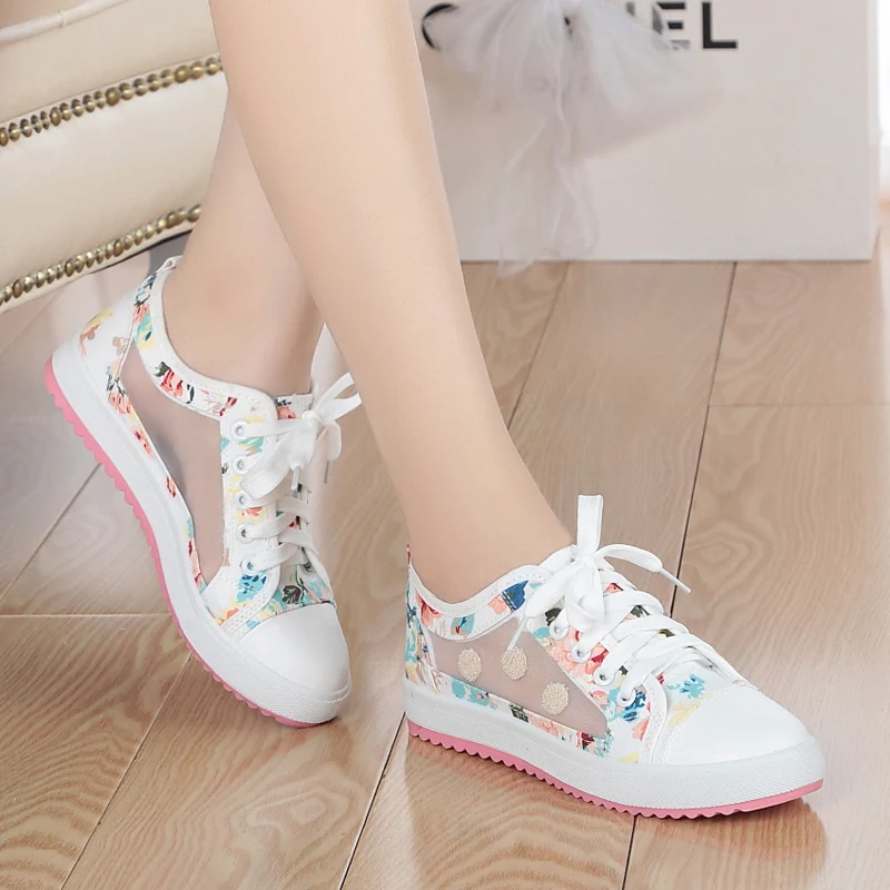 QGXSSHI Children Shoes - Net Yarn Design - Girls Sneakers - Fashion Casual Canvas Shoes - Breathable Flat Shoe for Girls Students image 3