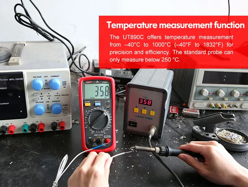 UNI-T UNI T Цифровой мультиметр True RMS UT890C UT890D+ ручной диапазон AC DC Частота емкость Температура Тестер Подсветка