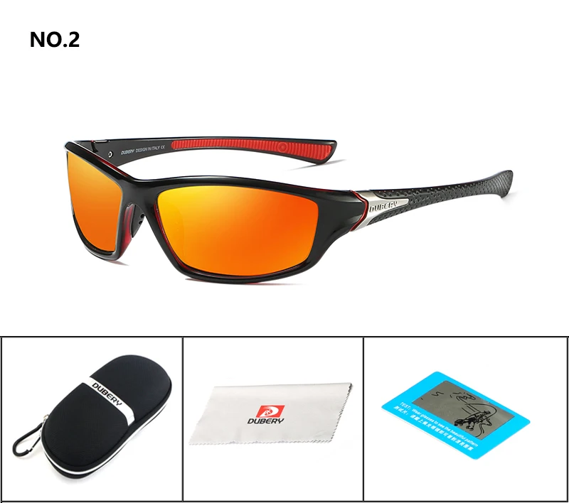 DUBERY, фирменный дизайн, поляризационные солнцезащитные очки, мужские очки для ночного вождения, женские зеркальные солнцезащитные очки,, UV400, D120 - Цвет линз: c2 red