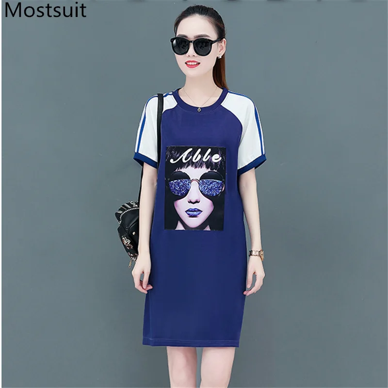 

L-5xl 2019 Blue Black Summer Sequins Mini Dress Women Plus Size Short Sleeve O-neck Casual Loose Fashion Vestidos Dresses Mujer