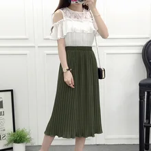 Летняя юбка Женская Макси плиссированная одежда с высокой талией повседневная Soild Женская юбка Faldas Mujer Moda уличная Jupe Femme