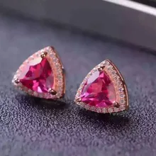 Серьги с натуральным красным гранатовым камнем, 925 серебро, серьги с натуральным драгоценным камнем, Женские Классические Элегантные вечерние серьги с тонким треугольником