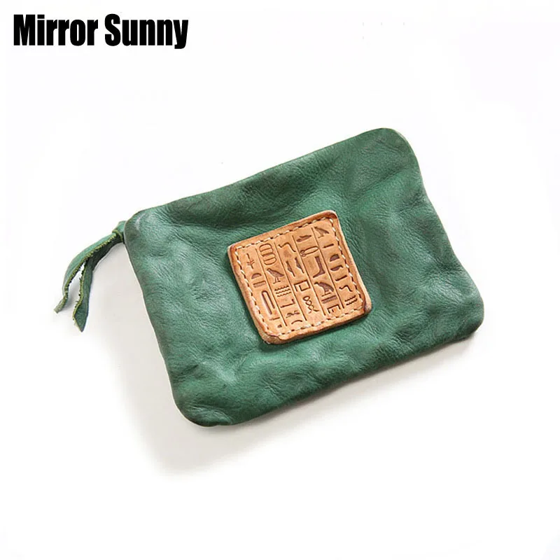 

Original Handmade Wallet Vintage Man's Genuine Leather Short Purse Head Cowhide Change Pocket Zipper Coin Bag Women's Mini Bag
