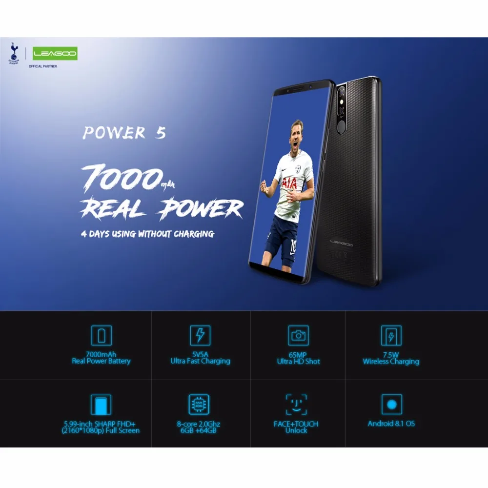 LEAGOO power 5 18:9 9 ''FHD экран ОЗУ 6 Гб ПЗУ 64 13MP разблокировка лица Android 8 1 MT6763V/V