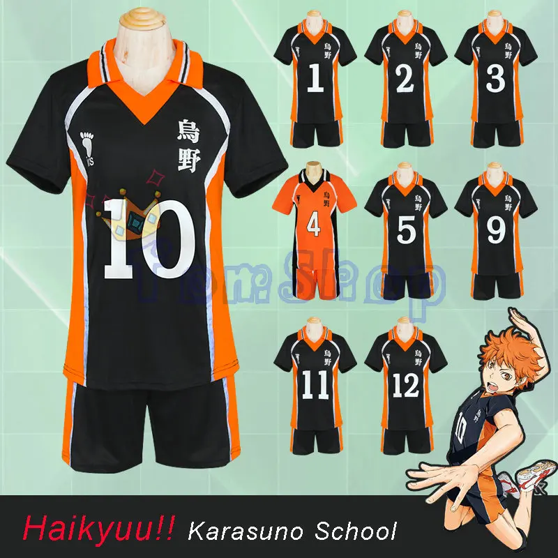 Haikyuu Cosplay костюм школьной волейбольной команды(Karasuno High School Хината шйоуйау рубашки с коротким рукавом рубашки спортивная униформа