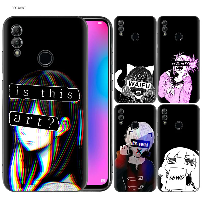 

Silicone Cover Case for Huawei Honor 10 9 Lite 8X 8C 8A Y6 Y7 Y9 7A Pro Prime 7C 2018 2019 V20 LEWD Sad Anime Aesthetic Senpai s