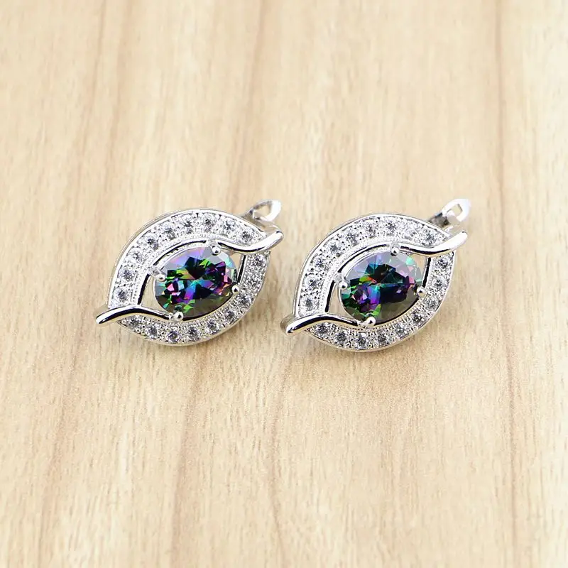Buy 925 Sterling Silver Jewelry Mystic Rainbow Fire Cubic Zirconia Earrings