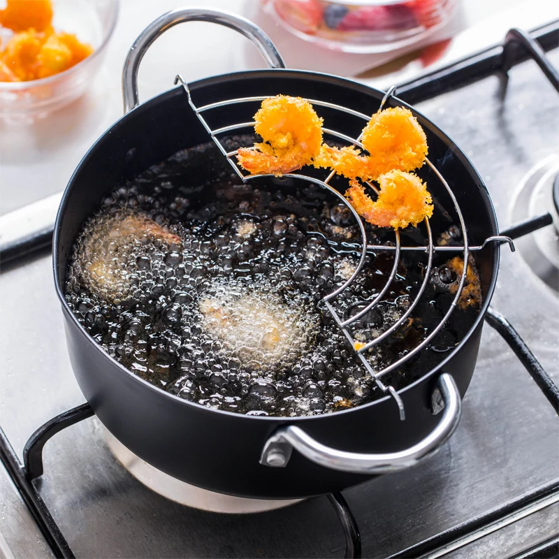 MDZF SWEETHOME Deep Frying Pan with Oil Dripper Nonstick