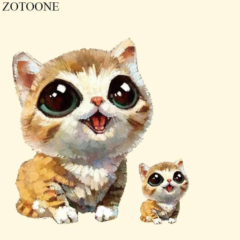 

ZOTOONE Cat Iron On Patches For Clothes Embroidery Applique Stickers Hot Heat Thermal Transfers for T Shirt Sewing Accessories D