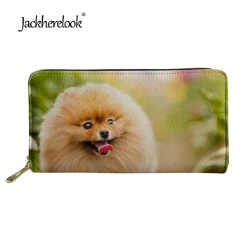 

Jackherelook Purse Women's Wallet Cute Animal Pomeranian Pattern Waterproof Travel Zipper Wallets Card Holder for Teenage Girls