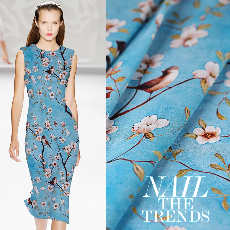 

New print crepe de chine silk fabric summer breathable silk fabric for dress soft chinese silk fabric wholesale silk cloth