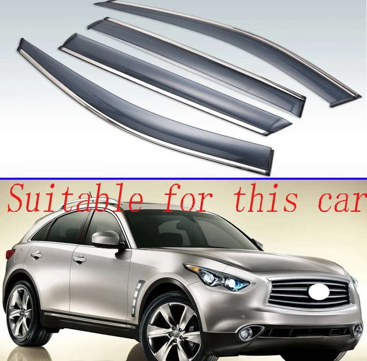 

For Infiniti FX35 FX37 FX50 FX-Class S51 2008-2013 Plastic Exterior Visor Vent Shades Window Sun Rain Guard Deflector 4pcs