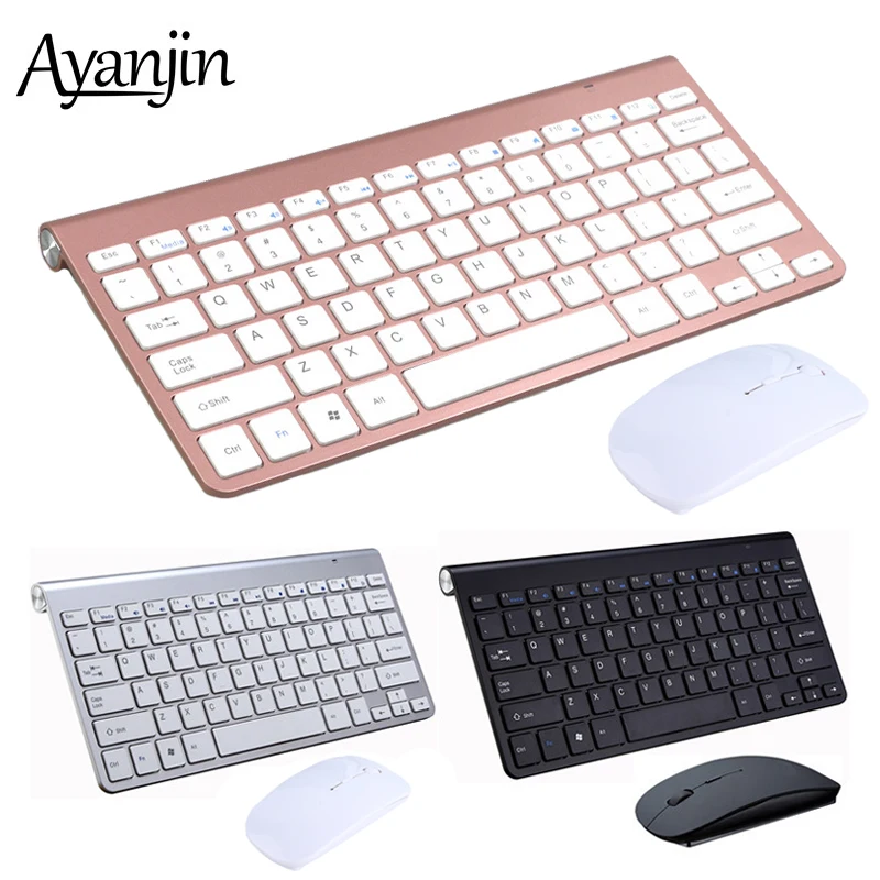 

AYANJIN Slim 2.4G Wireless Keyboard Mini Multimedia Keyboard Mouse Combo Set For Mac Notebook Laptop Desktop PC TV Office Keypad